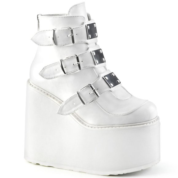 Demonia Shoes - Demonia Swing 105 White Platform Ankle Boots